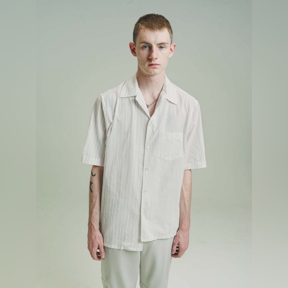 LanvinNEW Short Sleeve Asymmetric Shirt in Chalk Size 38/M